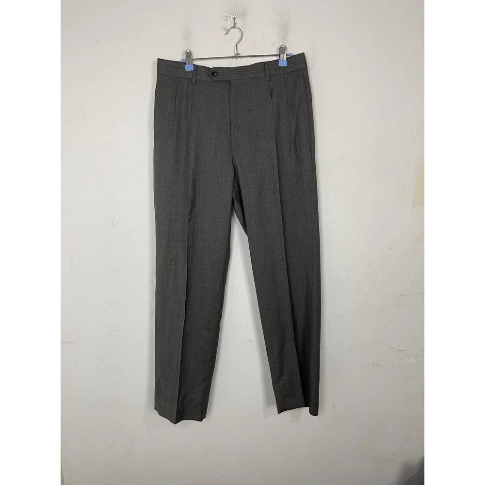 Jos‎ A Bank Mens Suit 40R Jacket & Pants Set Gray Plaid 2 Piece US 33 Waist